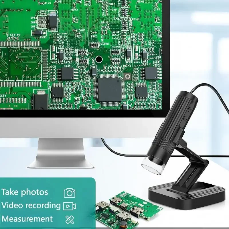 مجهر رقمي USB، 50x-1000x، كاميرا منظار تكبير 8 LED مع حامل، متوافقة مع Android Windows 7 8 10 11 Mac