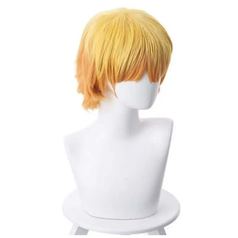 Gelbe Ombre geschichtete kurze Cosplay-Perücke für Zenitsu Agatsuma |   Vorgestylte, stachelige Spitzen und hitzebeständige Fasern