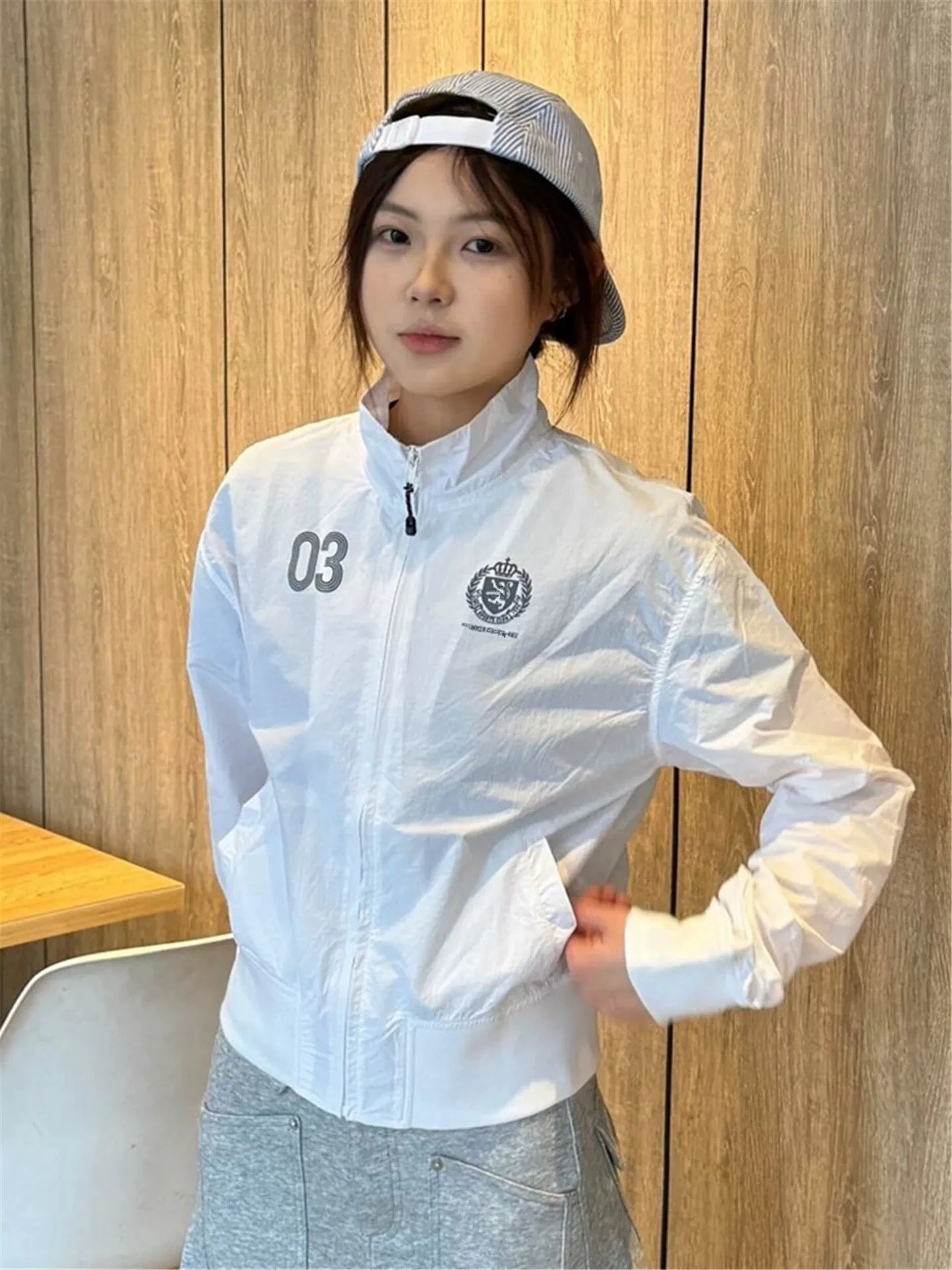 White Slim Fit Casual Lightweight Breathable Summer New Style Women's Short Length Fashionable Sun Protection Clothing