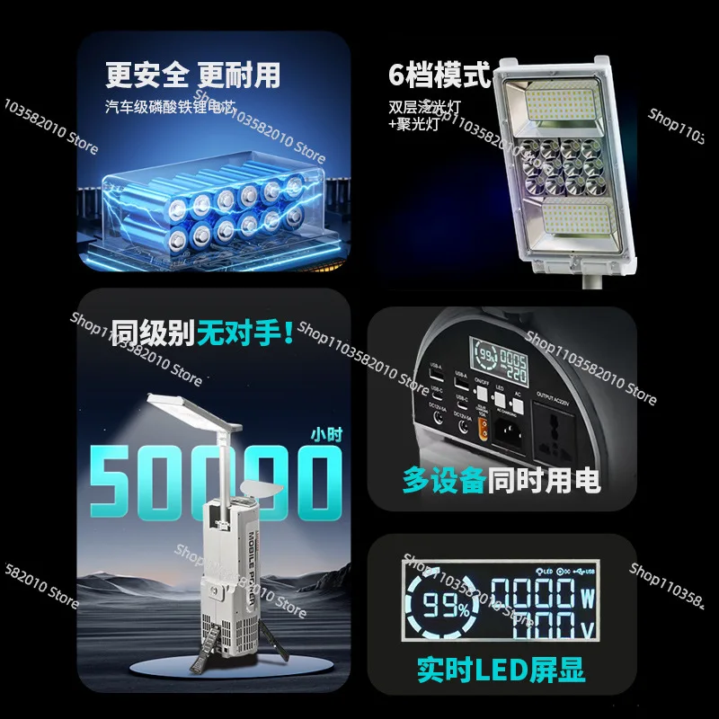 High-power household outdoor lithium battery industrial portable energy storage emergency mobile power supply 220V/110V
