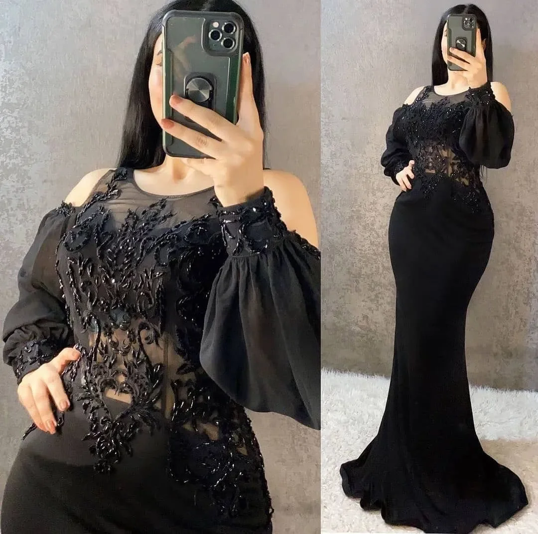 Sukienki wieczorowe na studniówkę, seksowne, z koronką i koralikami w stylu arabskim Aso Ebi, plus size, z prześwitującym dekoltem, syreni krój, na formalne przyjęcia i drugie przyjęcie weselne.