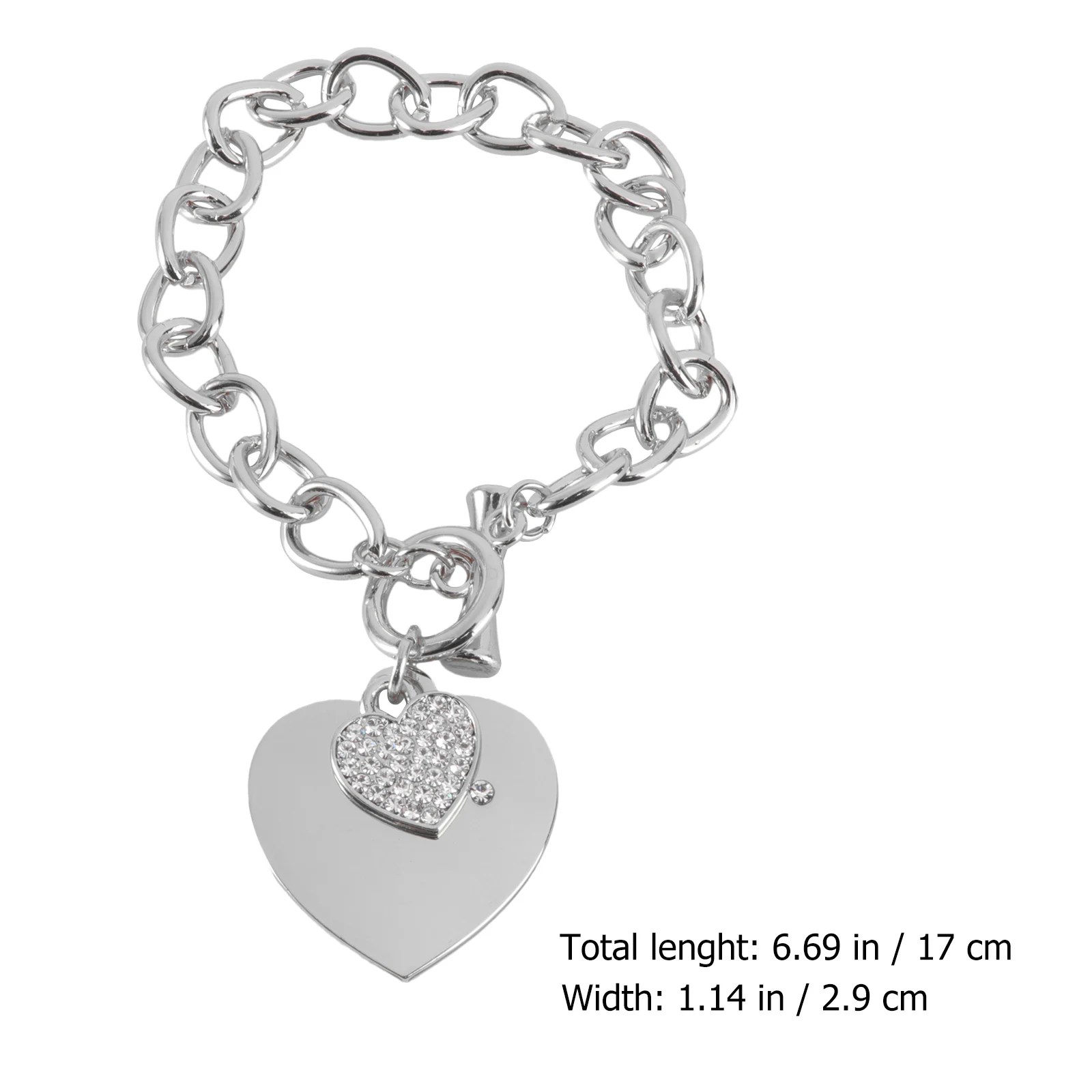 

Heart Shaped Bracelet Rhinestones Ladies Adjustable Wrist Chain Jewelry Fashion Open Bracelet Durable Long Time Use Fade
