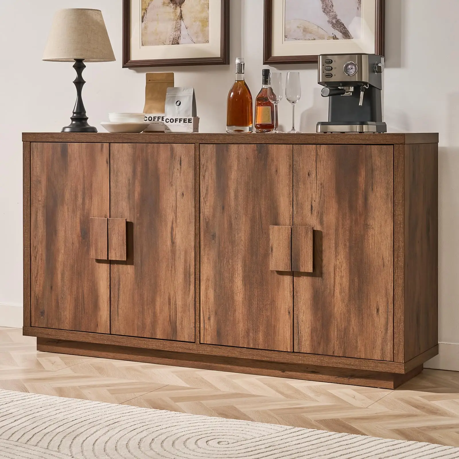 Brown Buffet Cabinet with Storage, 63