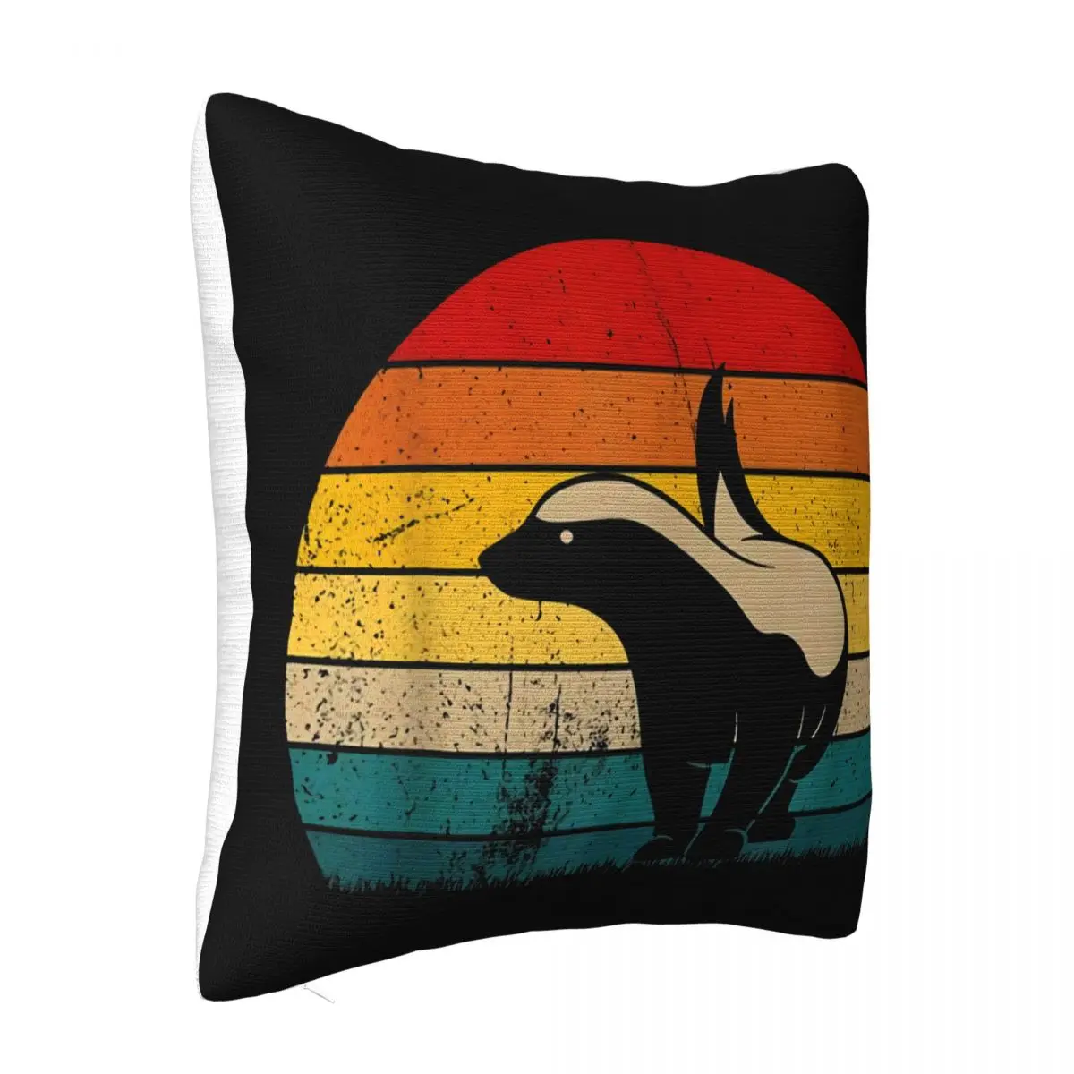 Honey Badger Retro Vintage Honey Badger Animal Black Cotton Tee Brand Style Humor Pillow Case