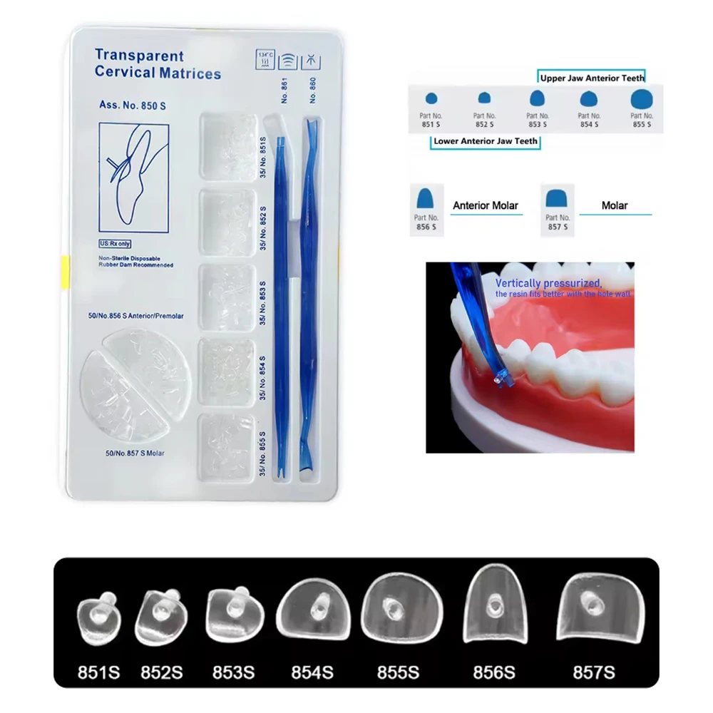 

277PCS Dental Cervical Matrix System Kerr Style Transparent 850S for Composite Gingival Restorations Dentist Tools