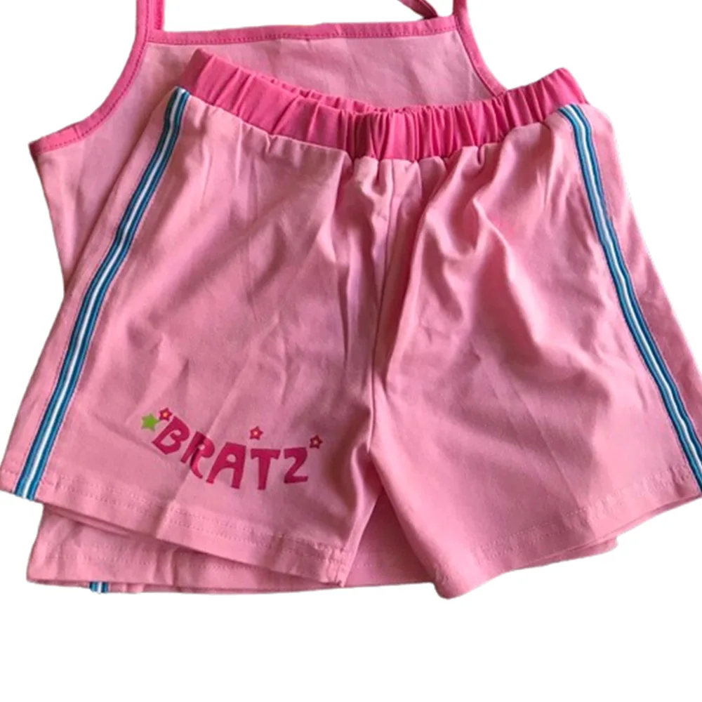 유럽과 미국의 2025 여름 새로운 매운 소녀 핑크 만화 대조되는 인쇄 된 편지 섹시한 반바지 Y2K 캐주얼 해변 스타일