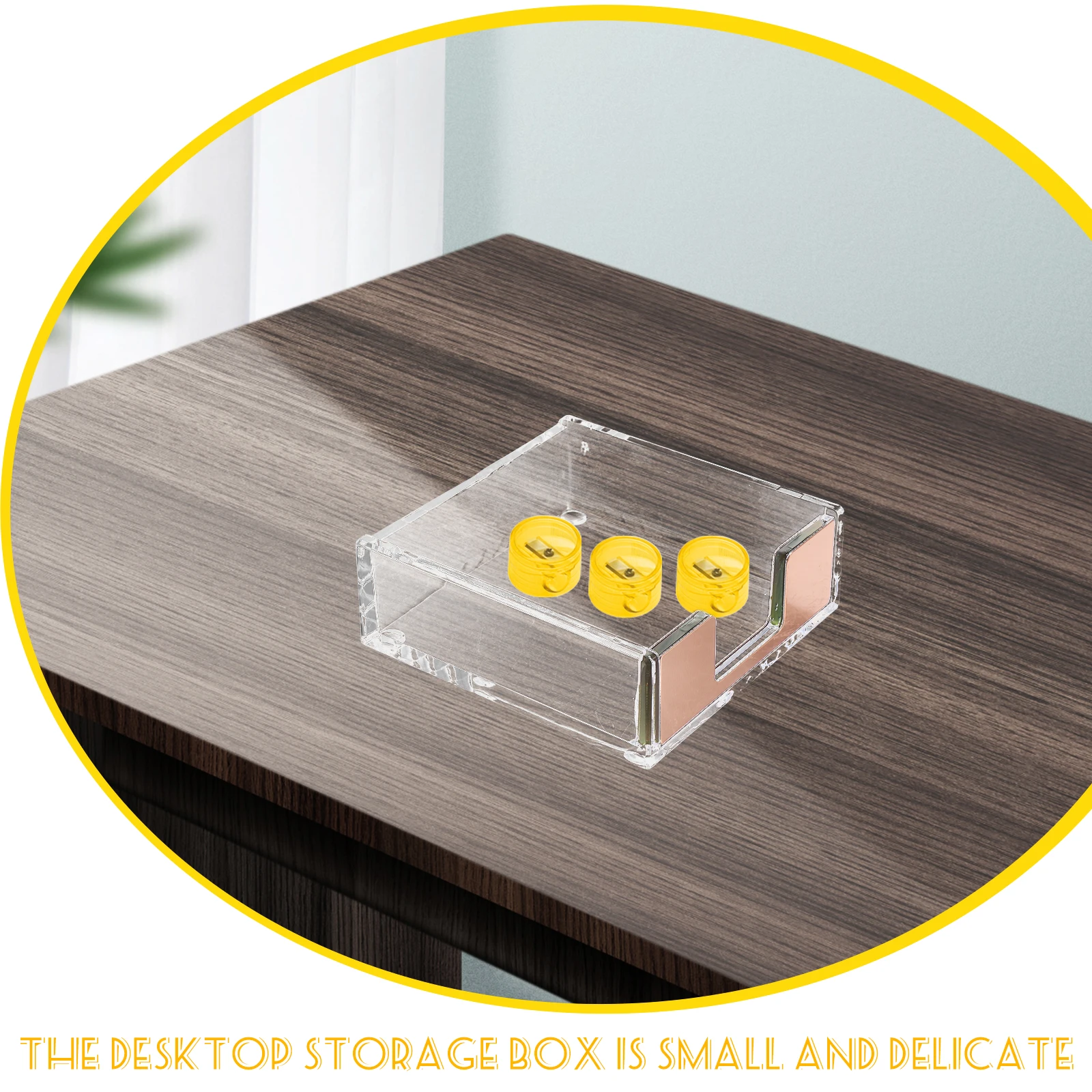 

Clear Memo Pad Holder Notepad Container Desktop Organizer Storage Box Office Home School Business Card Stand Paperclips Holder