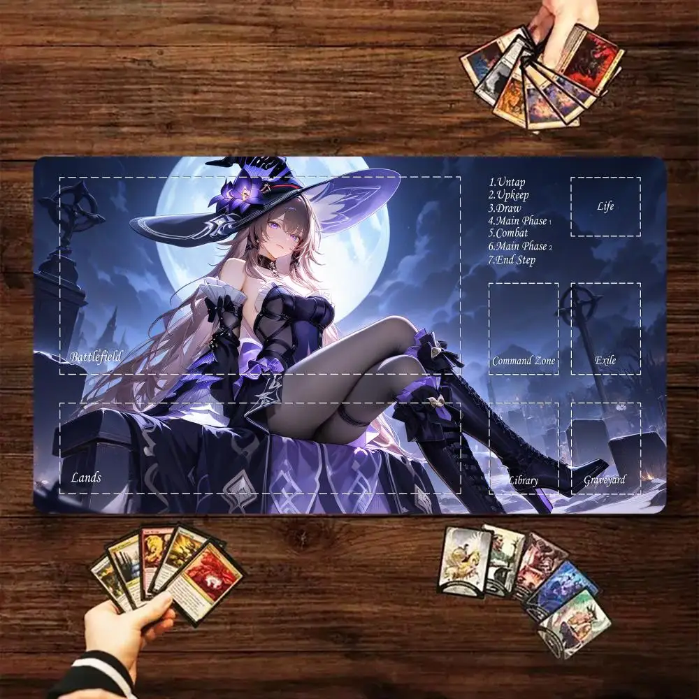 

Magic card playmat with zones Sexy Witch Mtg Playmat rubber anti-slip Desk Mat gamer keypad expansion gaming mouse pad