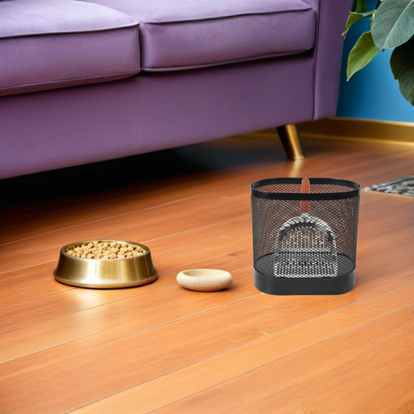 

Metal Litter Scooper Box with Hooks Cat Poop Shovel Holder Minimalist Design for Easy Access and Tidy Home Cat Litter Container