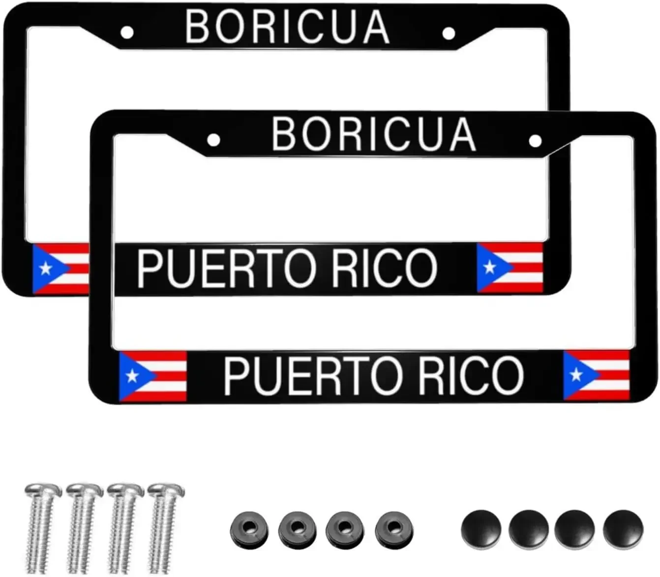 Puerto Rico Pattern License Plate Frame 2 Pack License Plate Holder with 2 Holes Car Tag Frame for Women Men US Vehicles