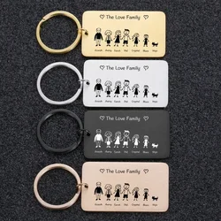 Family Love Cute Keychain Engraved The Smith Family for Parents Children Present Keyring Bag Charm Families Member Gift Keyrings