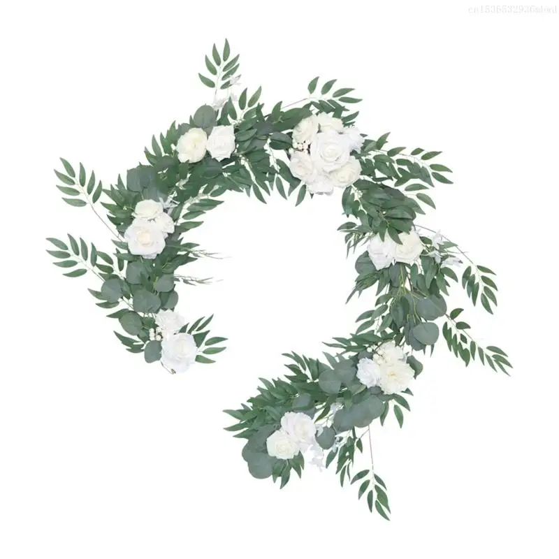 

Fake Rattan Vine Wreath Simulation Hanging White Green Color for Home Wedding Party Table Front Door Decoration F0T4