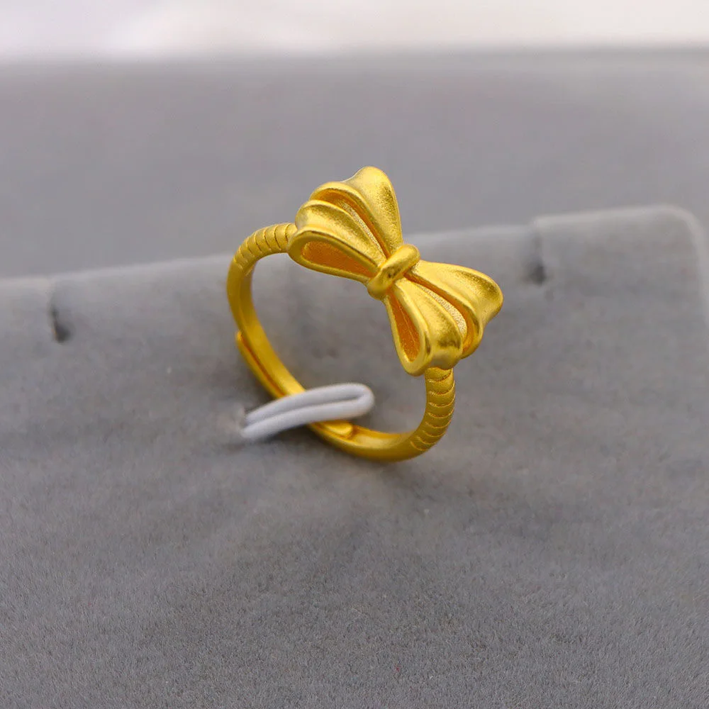 Bow-knot Rings Yellow Gold Filled Lovely Sweet Girls Finger Ring Adjustable