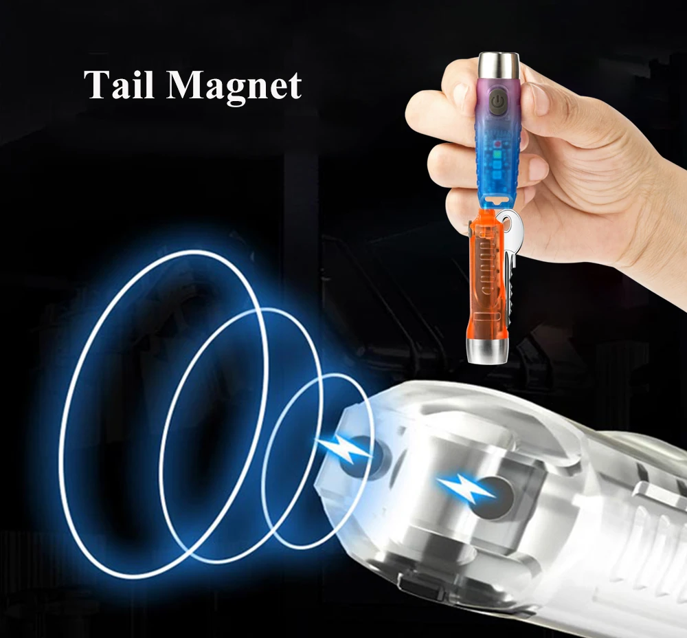 S12 Plus Mini Flashlight Potable Keychain Torch Multifunction Outdoor Emergency Tool 600 Lumens Lighting With Magnetic Tail