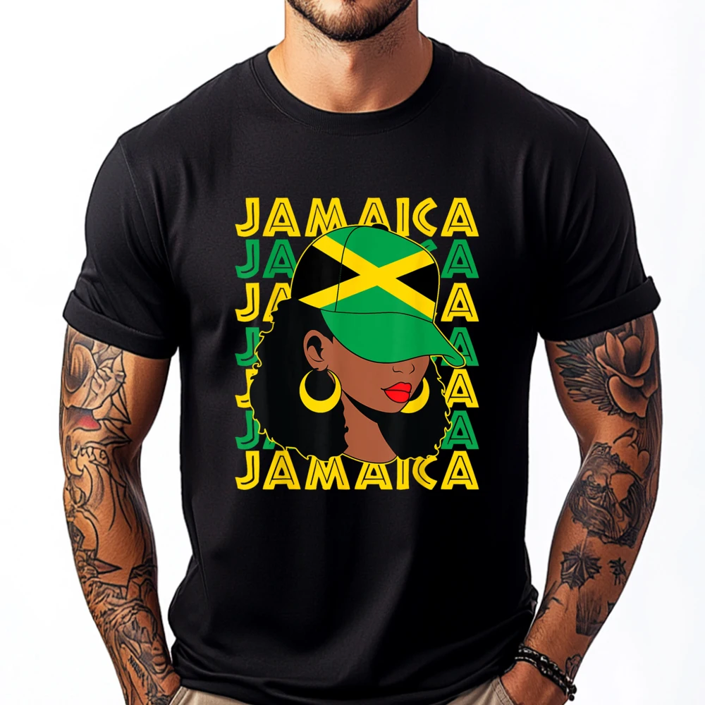 Womens Proud Jamaican Afro Black Jamaica Flag Pride Designer Clothes Men Loose Tee Shirt Luxury Designer Tops T Shirt Gift