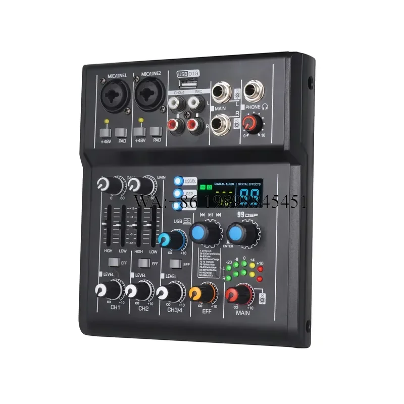 WMWMNU OEM Mini 4-Channel Professional Audio Mixer Sound Card USB Dj Controller/audio Console Mixer for Live Streaming