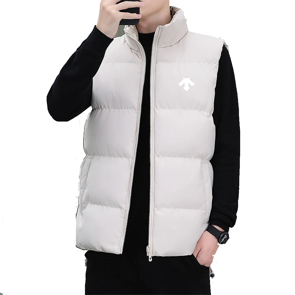 Trendy fashion street cross-border winter double-sided vest loose and warm thick plus size cotton jacket men\'s camisole sleevele