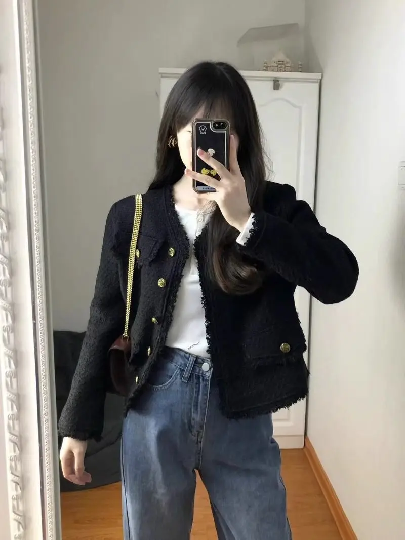 

Твидовая куртка, пальто, женское весеннее ветрозащитное, морозостойкое, защита от замерзания, тяжелая утолщенная стеганая стеганая складка с мягкой подкладкой