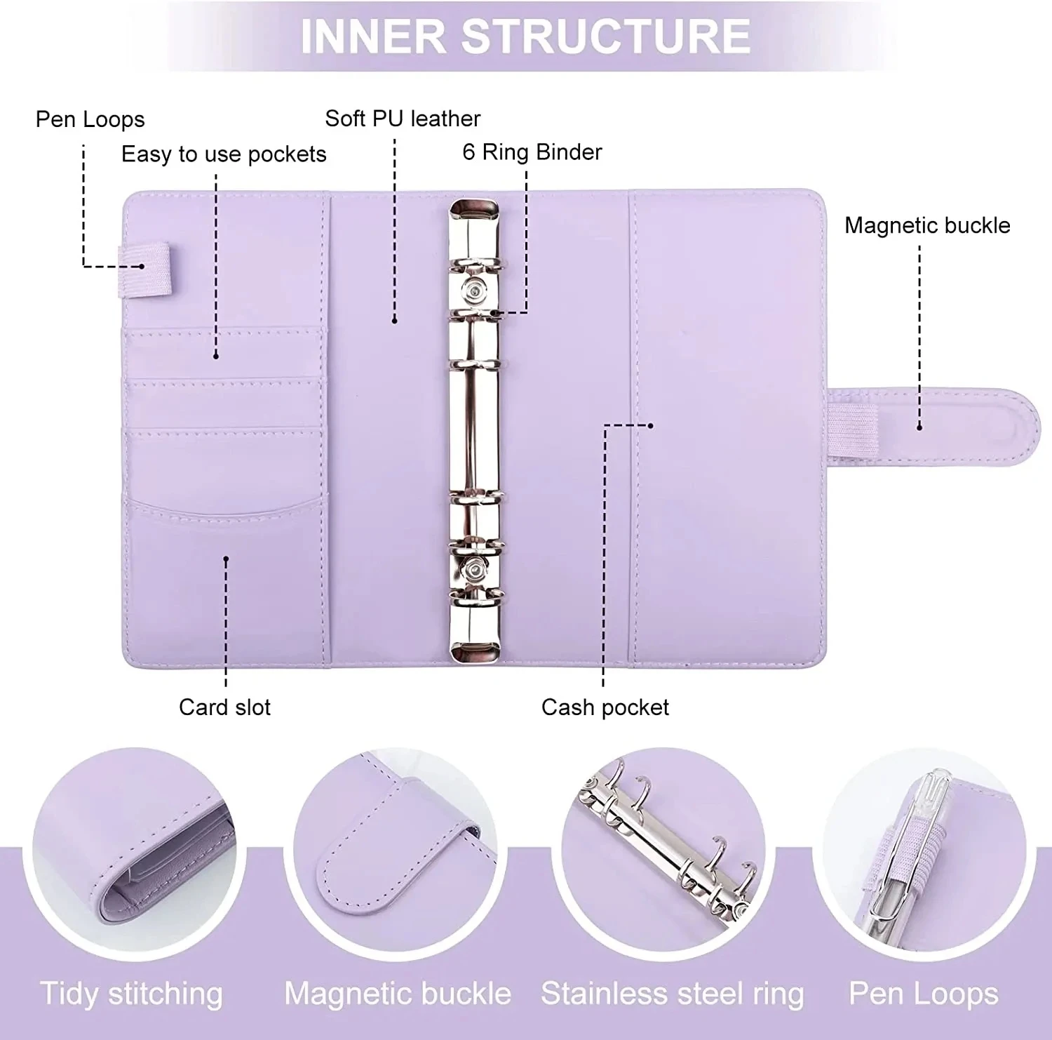 2023 Budget Binder Notebook A6 Planner Cash Envelope Savings Money 6 Holes Binder for Financial A6 Loose-leaf Notebook Housing