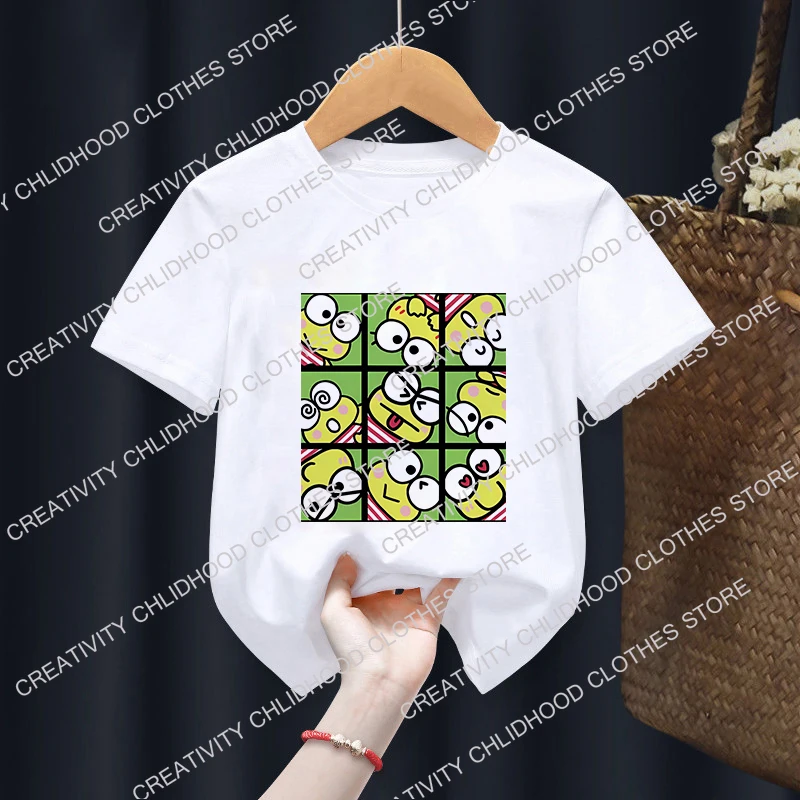 Keroppi hasunoue gyerekek Póló cartoons Kecskebőr T-idom shirts Anime kawaii tops Lezser ruhák Fiú Elárusítónő Rövid távú Ingujj