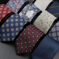 Men's Classic Tie Gravatas Fashion Wholesale Woven Floral Plaid Necktie Wedding Accessories Blue Man Dot Fit Group Party Office