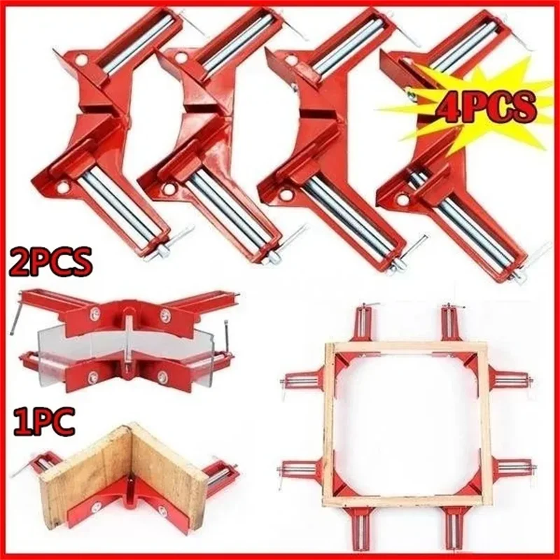 1/2/4Pcs Aluminum Alloy Portable 90° Fish Tank Right Angle Clamp Picture Frame Fixed Corner Clamp Woodworking Kit DIY Tools