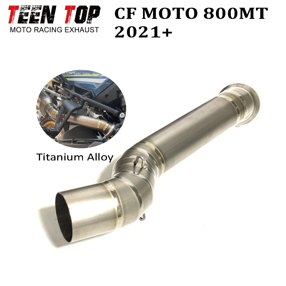 ل CF MOTO 800MT الانزلاق على العادم الأوسط وصلة الأنابيب 51 مللي متر دراجة نارية سبائك التيتانيوم العادم الخمار 800MT 2021 + ربط أنبوب #2