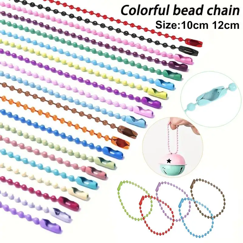 

Colorful Bead Chain Keychain Chain DIY Accessories Round Bead Chain Hanging Tag Chain Iron Bead With Connector Metal Bead Chain