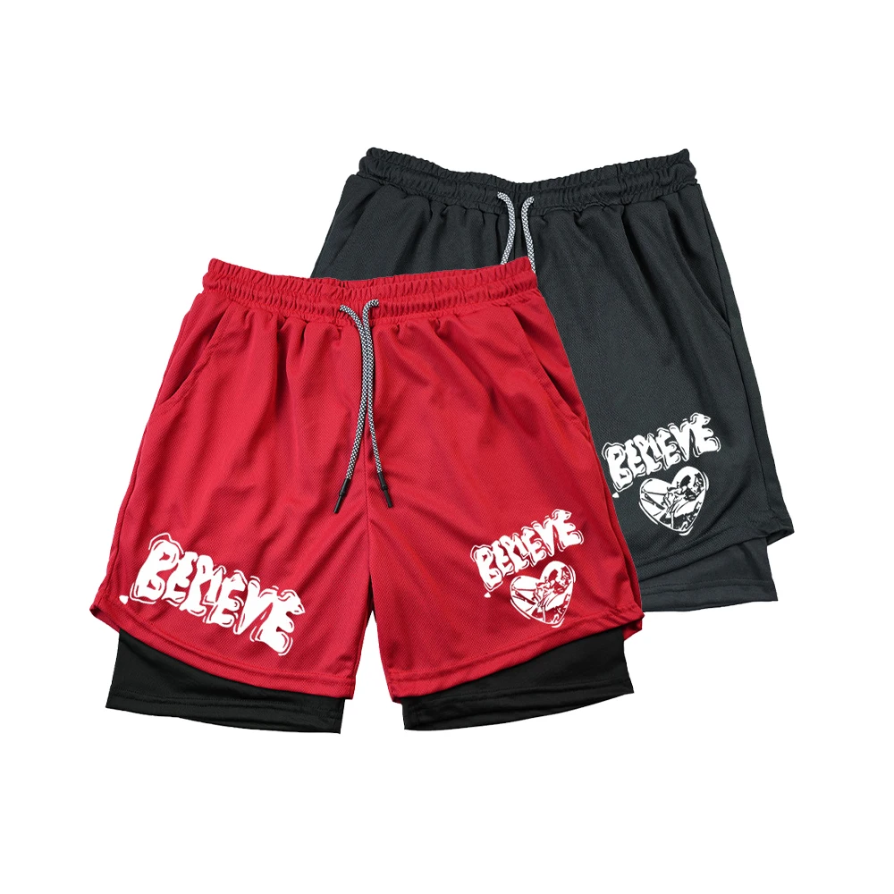 

Running Shorts Men Sportswear 2 In 1 Compression Jogging Short Pants Double-deck Bottoms Gym Fitness Training Sport Shorts