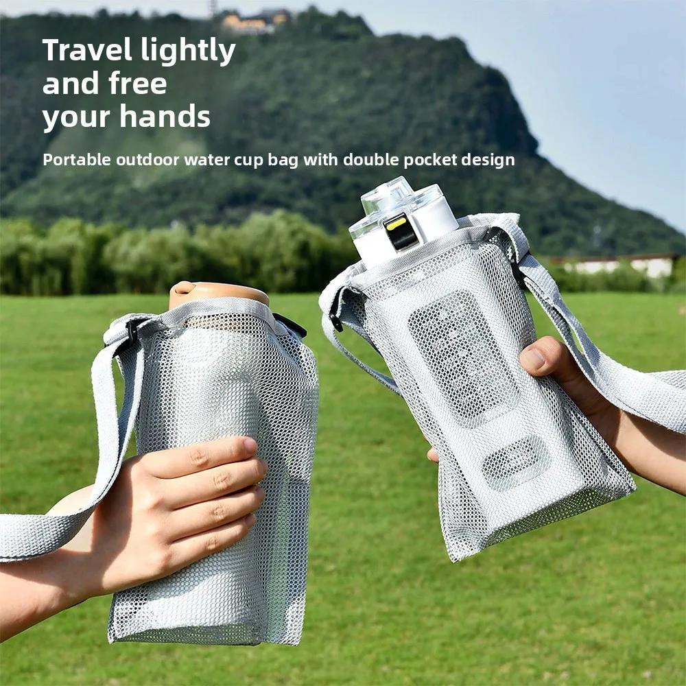 

Multi-function Water Bottle Bag Adjustable Shoulder Strap Portable Cup Holder Double-layer Crossbody Bottle Bag