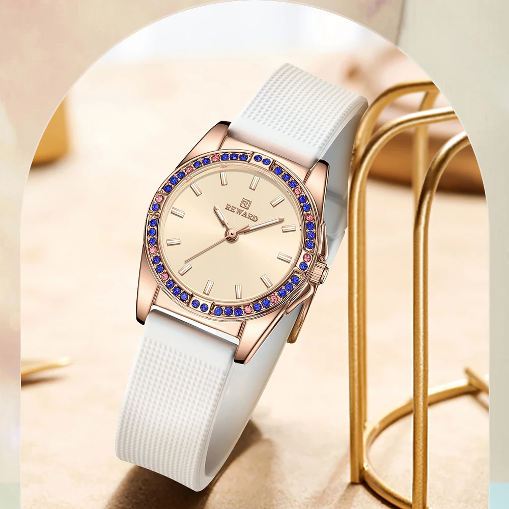 2025 جديد مكافأة ساعة كوارتز نسائية حزام سيليكون موضة فاخرة المرأة بسيطة ارتفع الذهب ساعة من الفولاذ المقاوم للصدأ #2