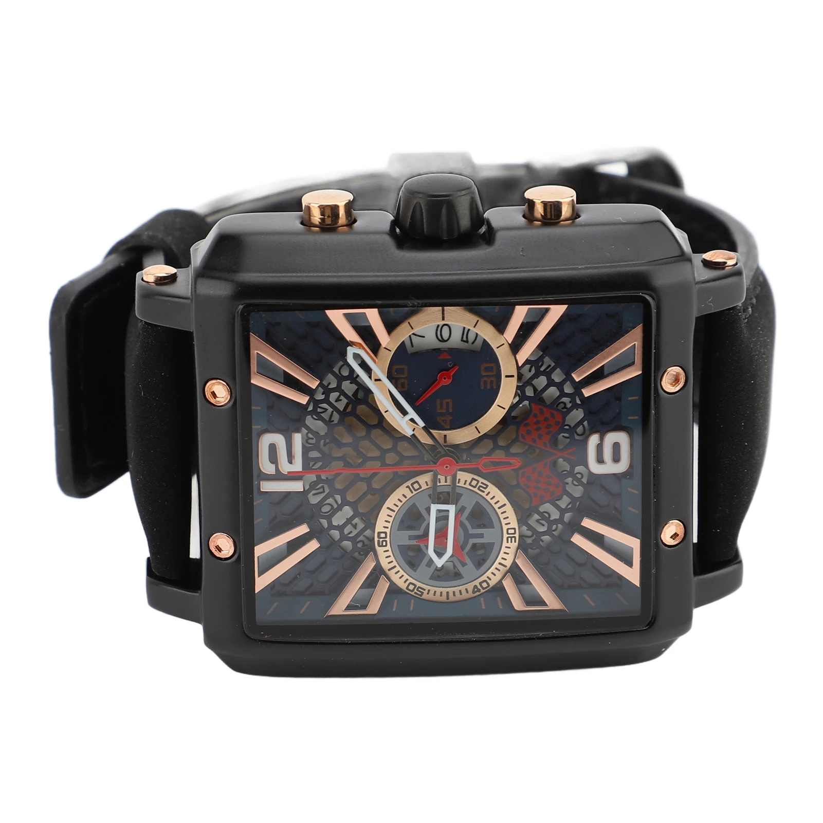 

Аналоговые кварцевые часы с хронографом, модные водонепроницаемые часы с прямоугольным циферблатом и двойным вспомогательным циферблатом, модные деловые часы для мужчин