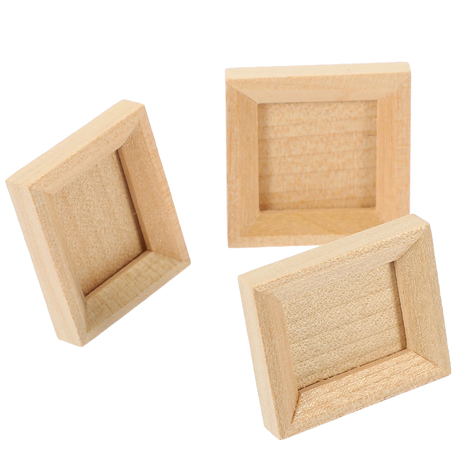 

3 Pcs Dollhouse Photo Frame Mini Picture Miniature Frames Wooden for Crafts Decor Unfinished Tiny Moulding Kit