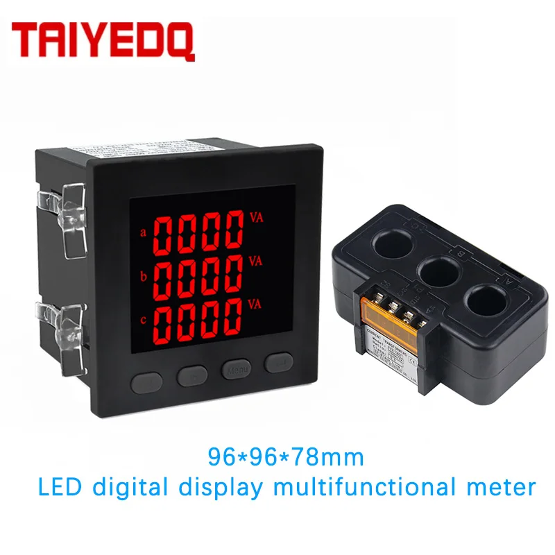 LED Digital Multimeter Three Phase Volt Ampere Frequency Power Factor Display Monitoring Panel Meter kwh 96*96*78mm