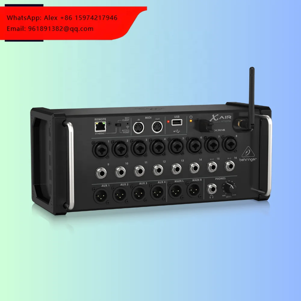 Mezclador digital metálico Behringer XR16 de 16 entradas para iPad/Android con 8 preamplificadores Midas programables y 8 entradas de línea