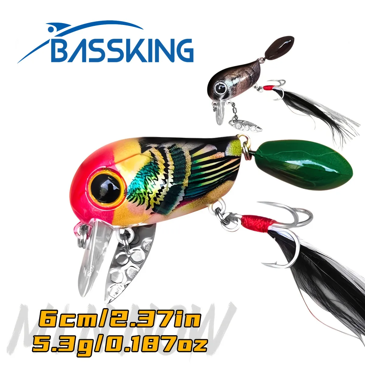 

Плавающая рыболовная приманка BASSKING, 60 мм, 5,3 г, кривошипная приманка с лезвием, ложка, искусственные твердые приманки Pesca, поверхностные приманки для плавания, окунь, воблер
