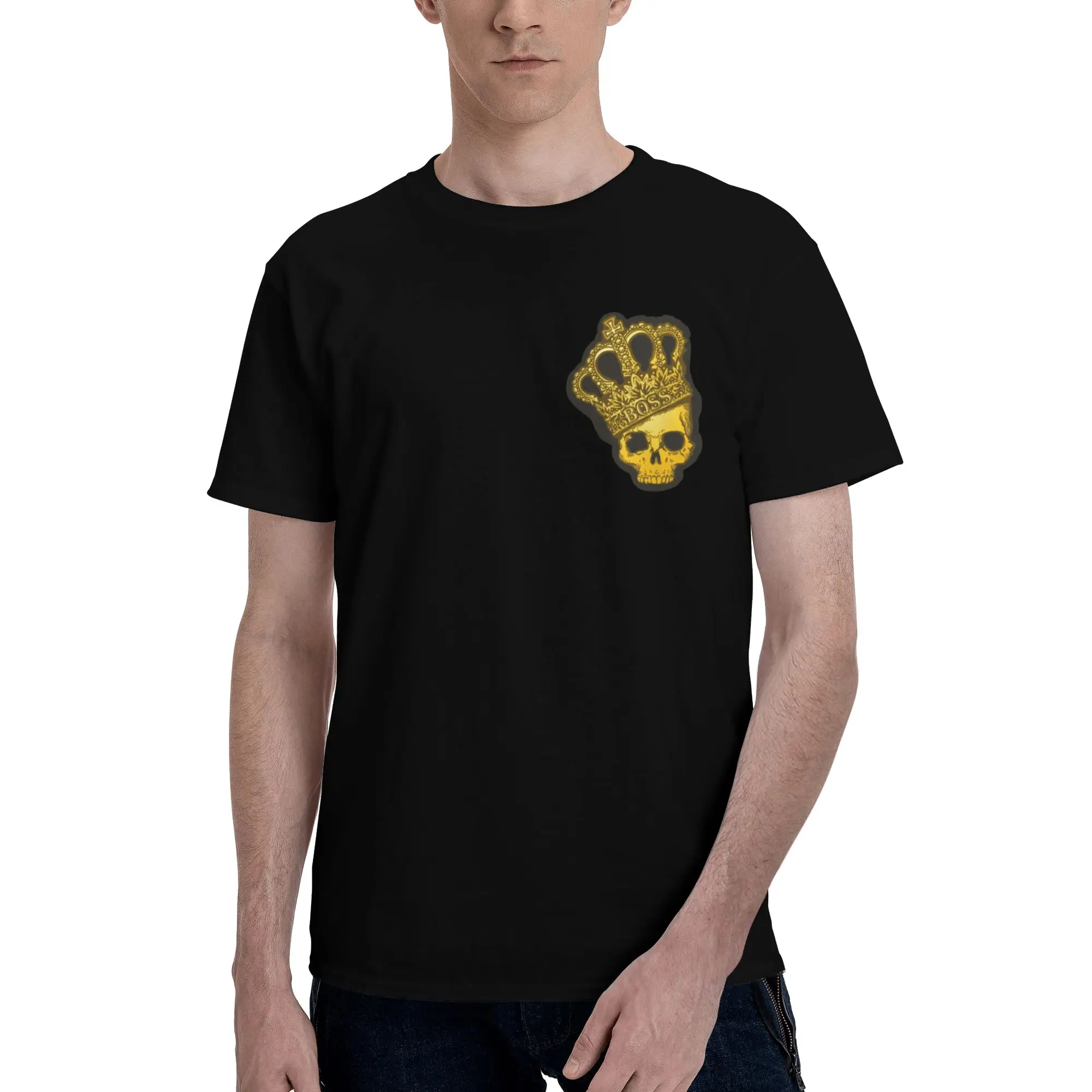 Crown Foil Men T Shirts cs go Leisure Tee Shirt Short Sleeve Crewneck Pure Cotton Summer Tops T-Shirt