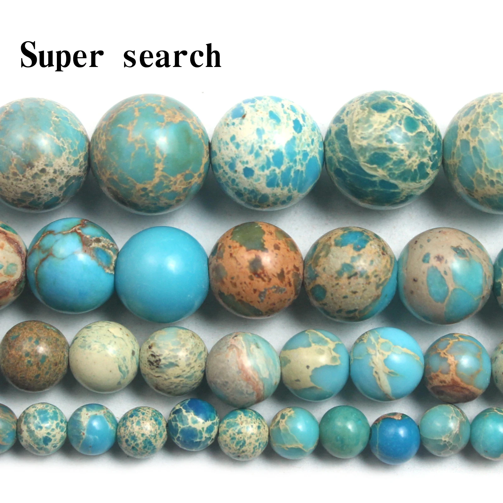 Natural Stone Light Blue Turquoise Imperial Jasper DIY Handmade Bracelets Necklace Round Loose Beads 4 6 8 10 MM Pick Size 15