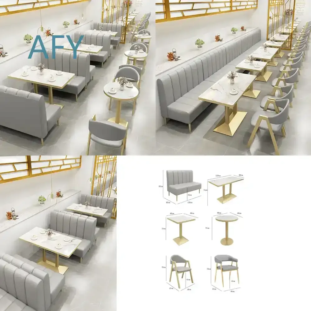 Light Luxury Tables and Chairs for Commercial Restaurant Furniture for Cafe Booth Bench Seating for Coffee Shop dining