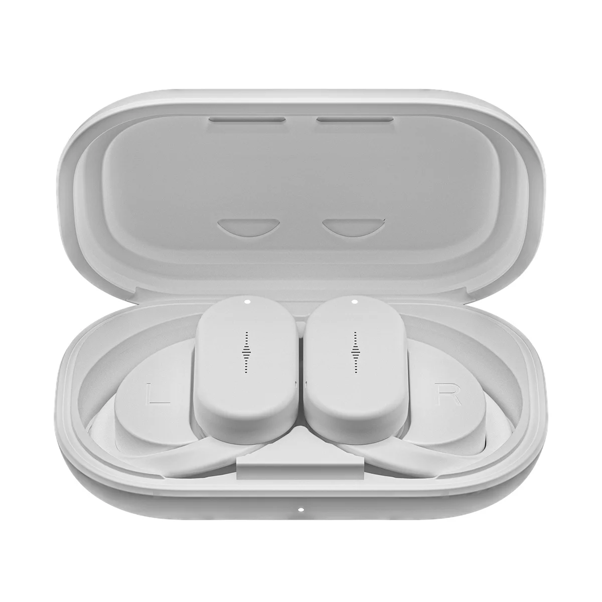 Wireless Headphones TWS Earbuds Deep Bass Rotable Earhook Bluetooth Earphones with Mic for Drivers Office Sports White