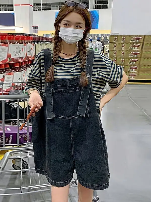 

Slimming Design Denim Overalls Women's Summer Thin Large Size Faionable orts Sister Who Is Plump Sister Slimming Effect