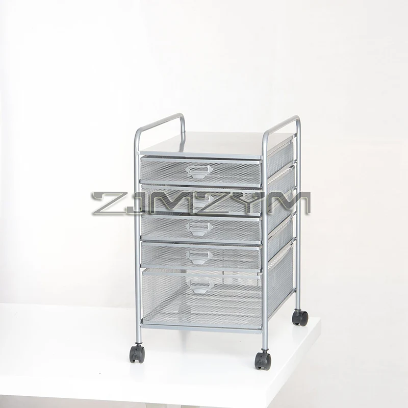 Wrought Iron Multi-Layer A3 File Rack With Drawer Trolley, Office Information Storage Cabinet, File Sorting Shelf