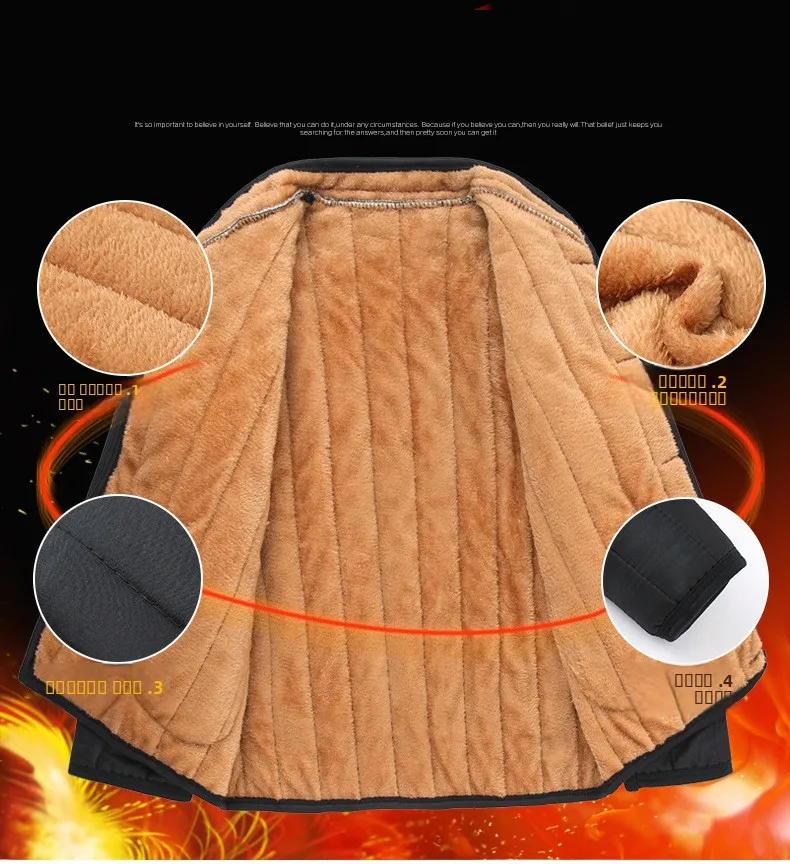 ملابس عمل خفيفة الوزن مبطنة بمنفذ Fce للرجال، بياقة واقفة مبطنة بالقطن، وزر واحد للإغلاق، ملابس مريحة للمنزل