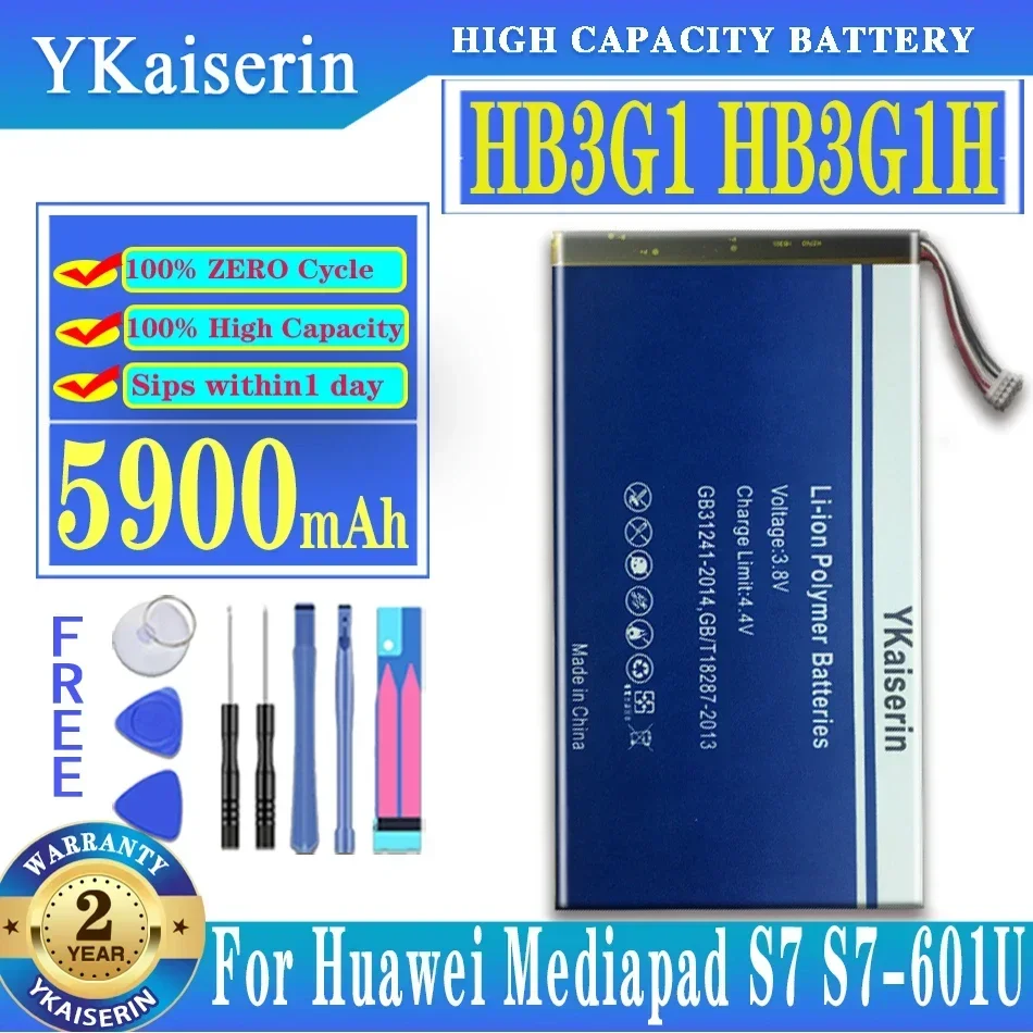 YKaiserin HB3G1/HB3G1H Battery 5900mAh For Huawei S7-303 S7-931 T1-701u S7-301w MediaPad 7 Lite 7Lite S7-301u S7-302 Batteria