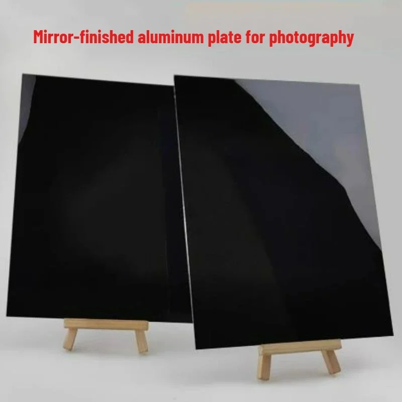 Thick 0.5mm 1050 Aluminum Wetplate Custom Size High Gloss Black Fiber Engraving Coated Mirror Plate For Tintype Signage