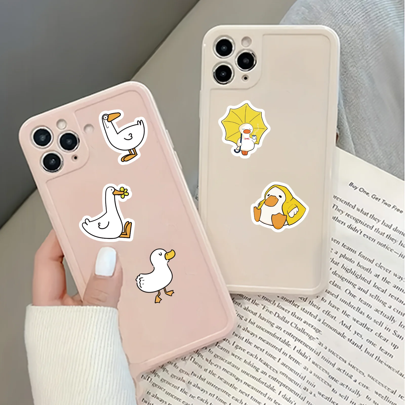 46PCS Penguin, Capybara, Ducklings, Cute Theme Stickers Decorated Water Bottle Notebook Skateboard Stationery And Toy Decals