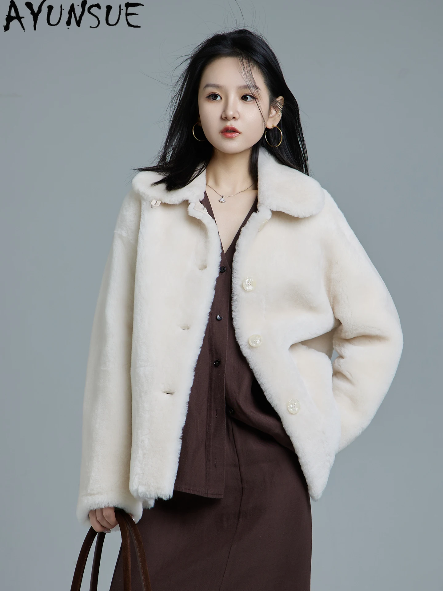 AYUNSUE veste en cuir véritable femmes 2025 manteau De fourrure en peau De mouton naturelle mérinos vraie fourrure chaud vêtements d'hiver femme Jaqueta De Couro