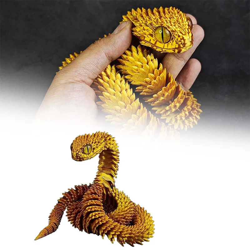 3D Printed Snake Toys 3D Printed Figures Desk Accessories Scary Toy for Kids 3D Printed Dragon Room Desktop Ornament New Year