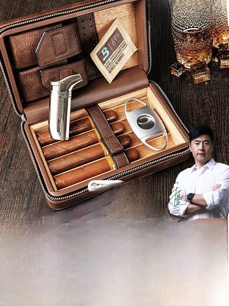 

Большая коробка для сигар Capaci, портативный чехол для сигар Humidin, набор инструментов, деревянная дорожная сумка, кожаный материал, коробка для сигар