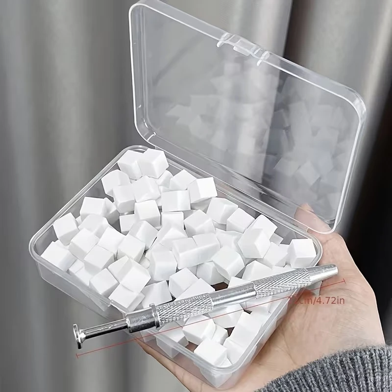 CALIYI 100/200 قطعة إسفنجة مكياج مربعة صغيرة مع أداة كشط لبودرة الأساس السائل المخفي الرطب والجاف